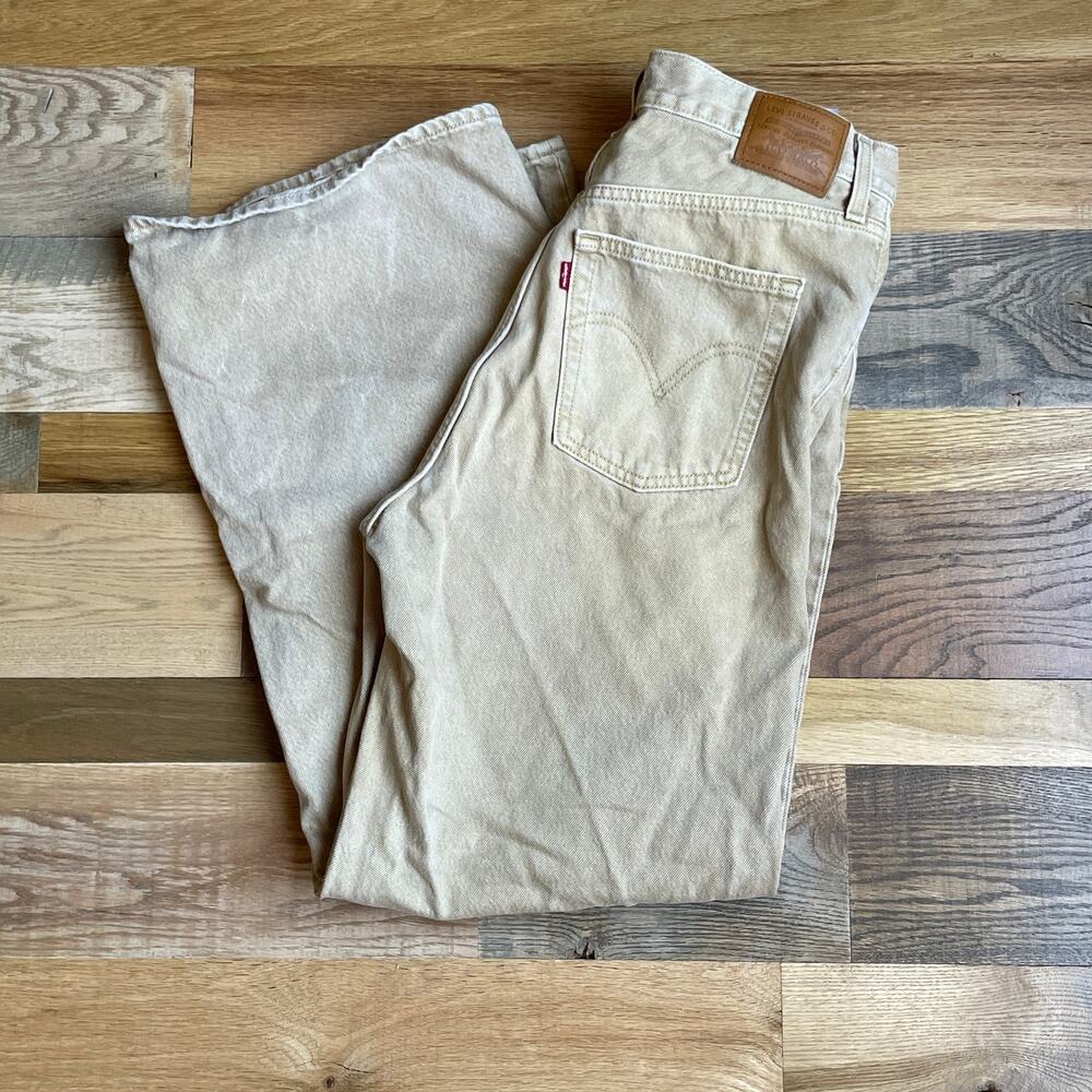 Levi's Premium Ribcage Wide Leg Jeans Women's 30 Beige High Rise W30 L30